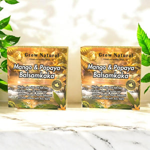 Grow Natural Mango & Papaya Balsamkaka 2-pack – mjukt och glansigt hår