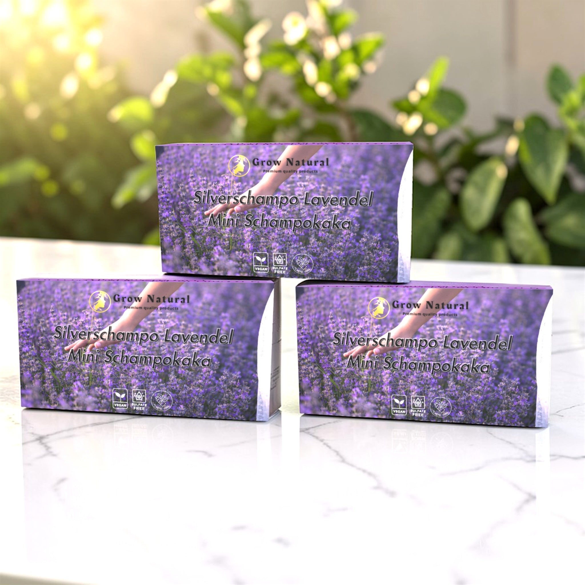 3-pack silverschampo lavendel i fast form – mini schampokakor som neutraliserar gula toner