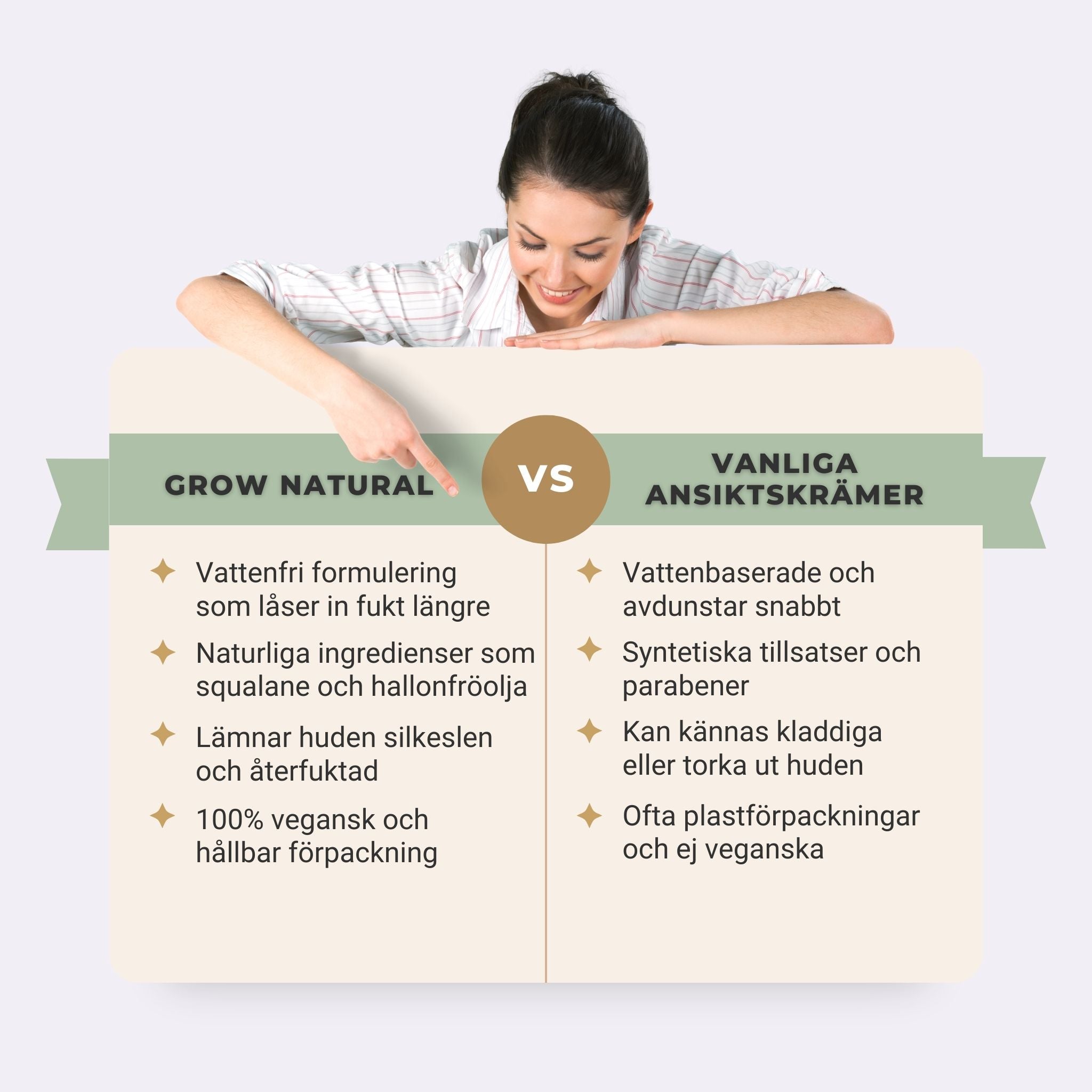 Grow Natural™ - Naturlig Ansiktskräm med Ros, Squalane & Hyaluronsyra - Grownatural.se