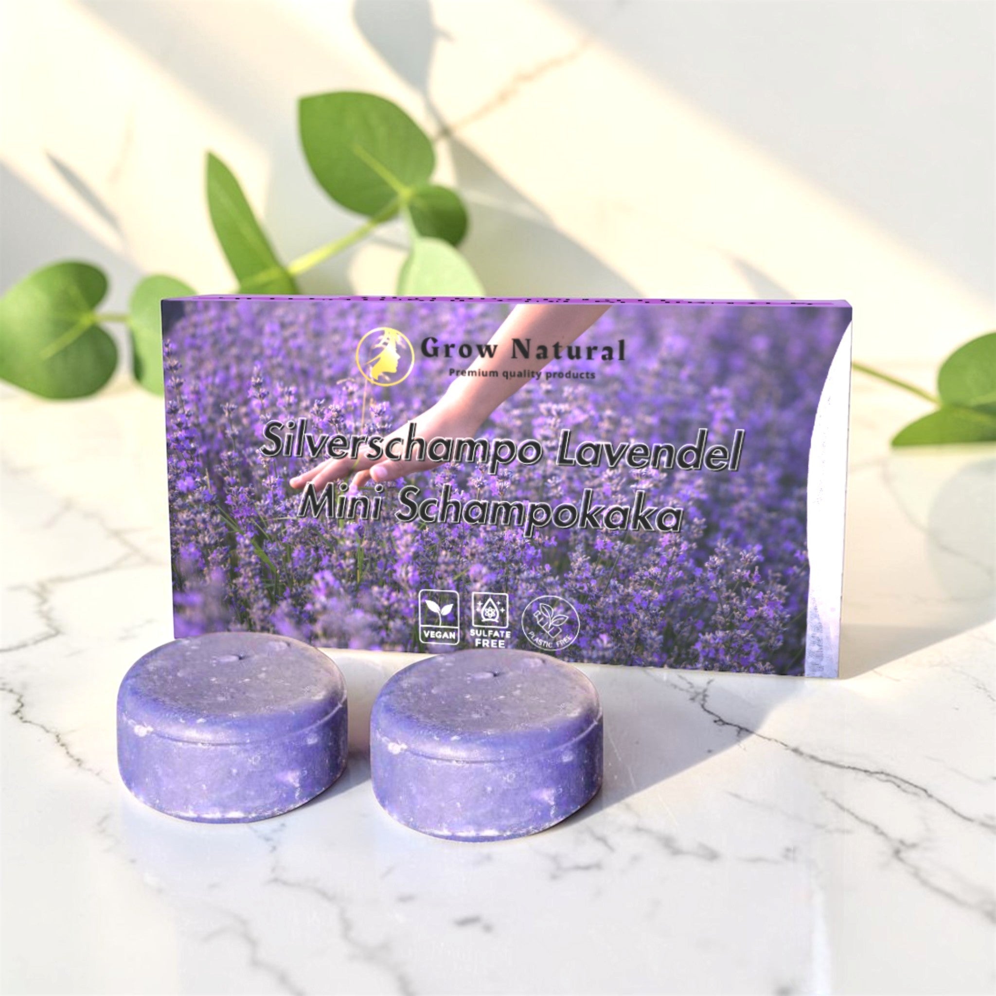 Silverschampo lavendel i fast form – mini schampokaka som neutraliserar gula toner