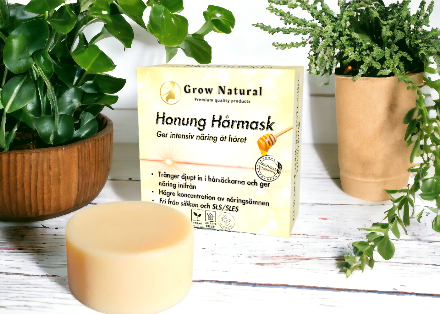 Grow Natural™ - Honung Hårmask för intensiv näring av ditt hår - Grownatural.se