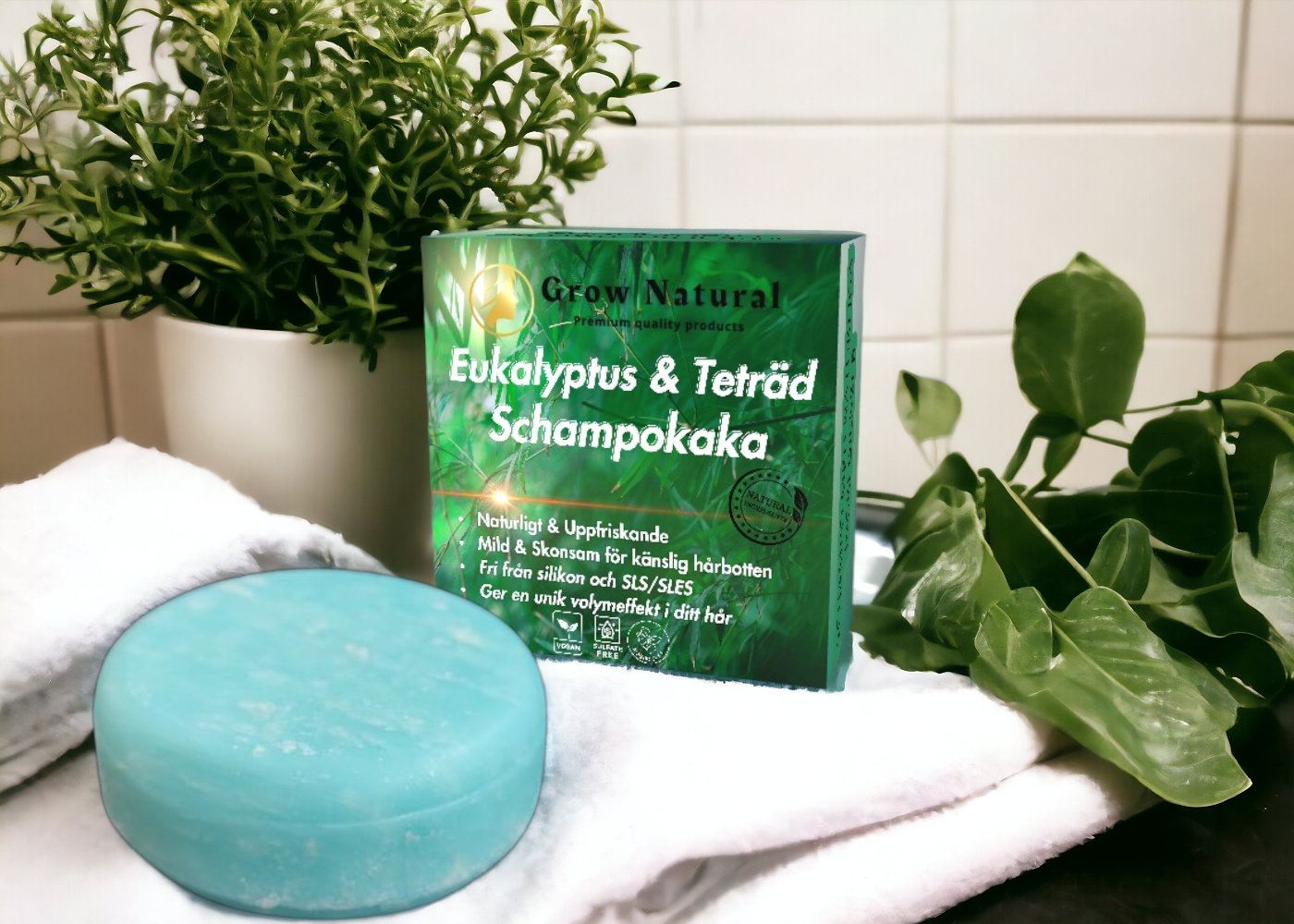 Grow Natural™ - Eukalyptus & Teträd schampo för känslig hårbotten - Grownatural.se